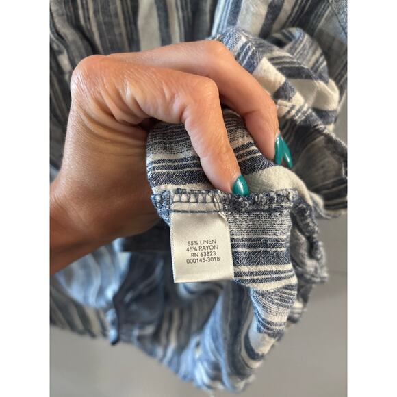 CJ Banks Womens Linen Sleeveless Top Size 2X Striped Button Down Coastal Beachy - Picture 3 of 5